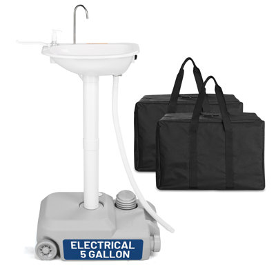 Évier portatif 5 gallons pour station de lavage électrique avec 2 sacs de rangement pour camping-car