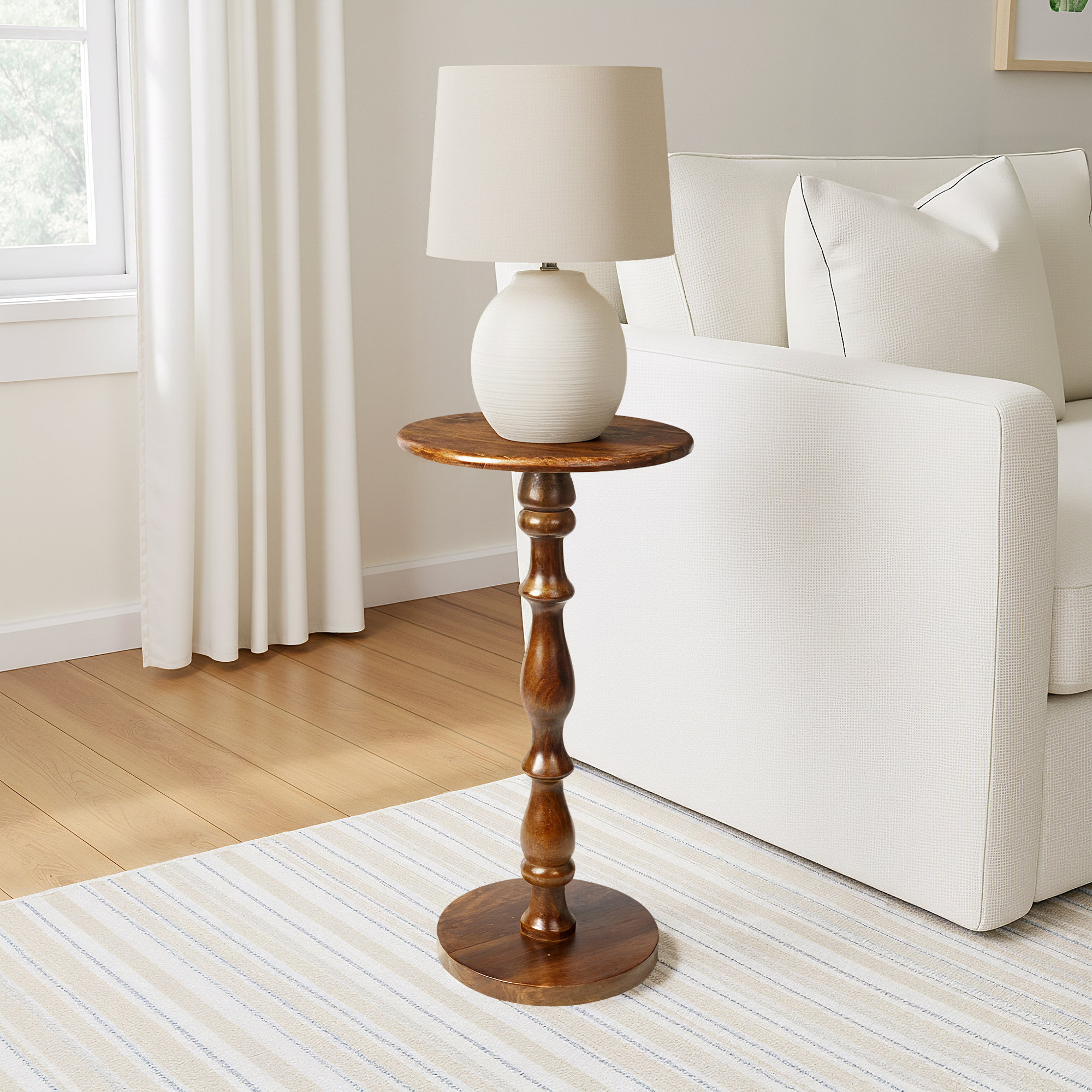 Round Solid Wood End Table
