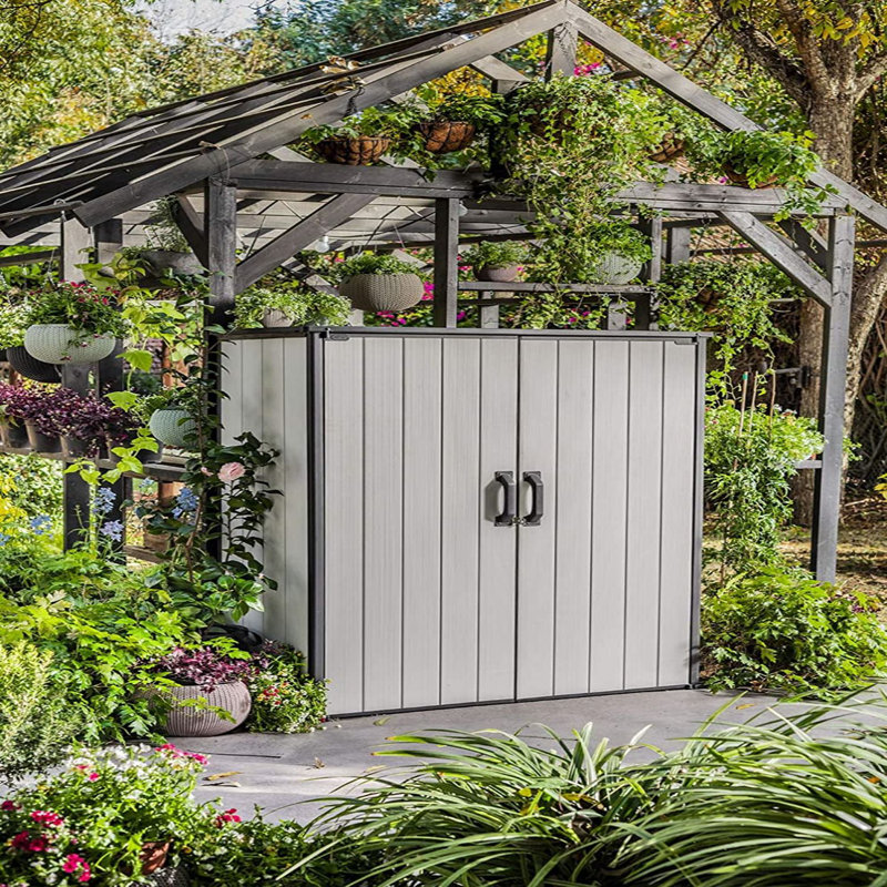 Keter Premier Tall 4.6x5.6 ft. Vertical Resin Outdoor Storage Shed for Patio Furniture and Tools