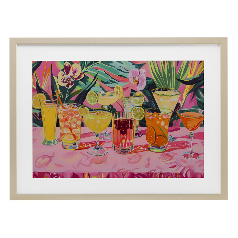 «Tropical Cocktail Party», reproduction sous verre encadrée, design par LSR Design Studio, H 14 po x l 20 po