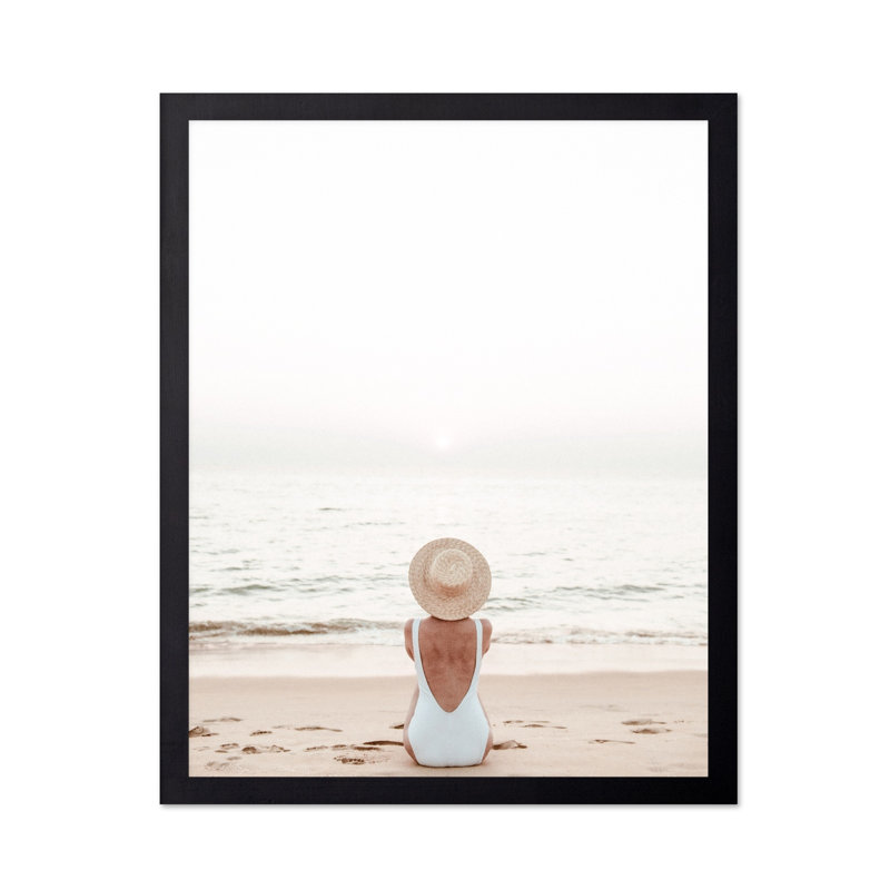 Femme à la plage, Black Framed, Poster, 08"H x 10"W
