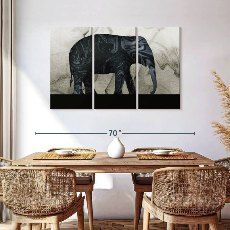 Abstract Elephant Silhouette, 36" H x 57" W