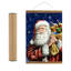Père Noël sans cadre transportant des cadeaux suspendus, impressions sur toile enroulées dans un tube. Sur toile-373858141