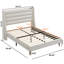 Wavy Headboard Chenille Bed Frame-1737223396