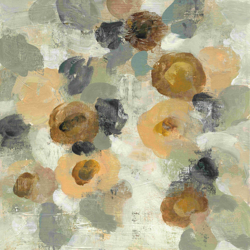Neutre floral III beige / gris, H 20 po x l 20 po