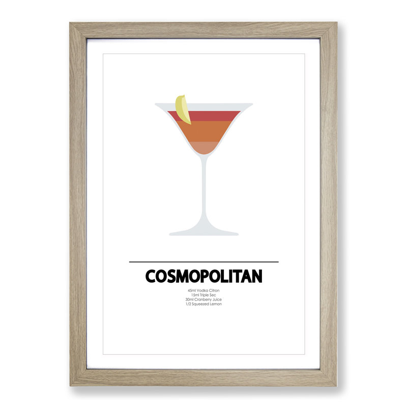 Cosmopolitan - Picture Frame Typography, Oak, 48cm H x 36cm W x 2cm D