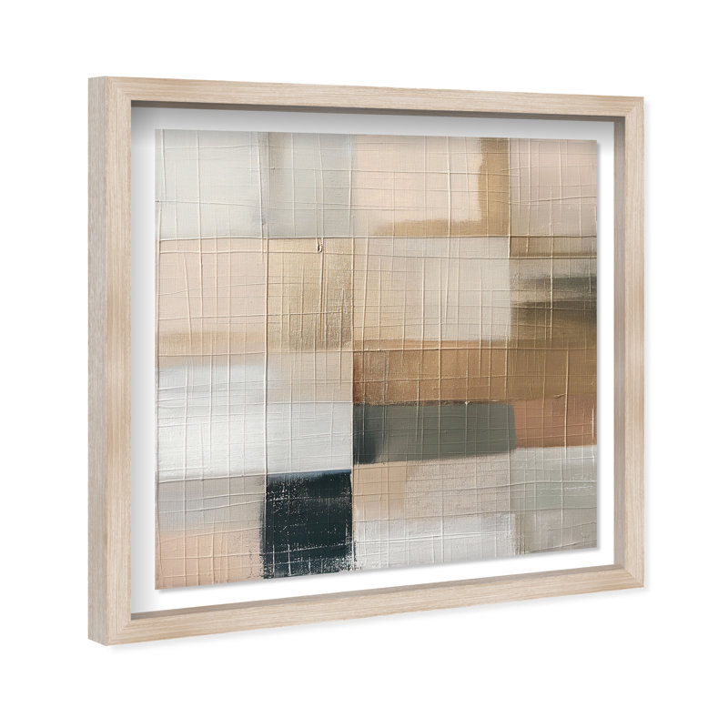 Boxed in Ebony II Shadowbox Abstract Print by Oliver Gal, Black Frame, 12 x 12, 17.5"H x 17.5"W, Natural Oak Frame