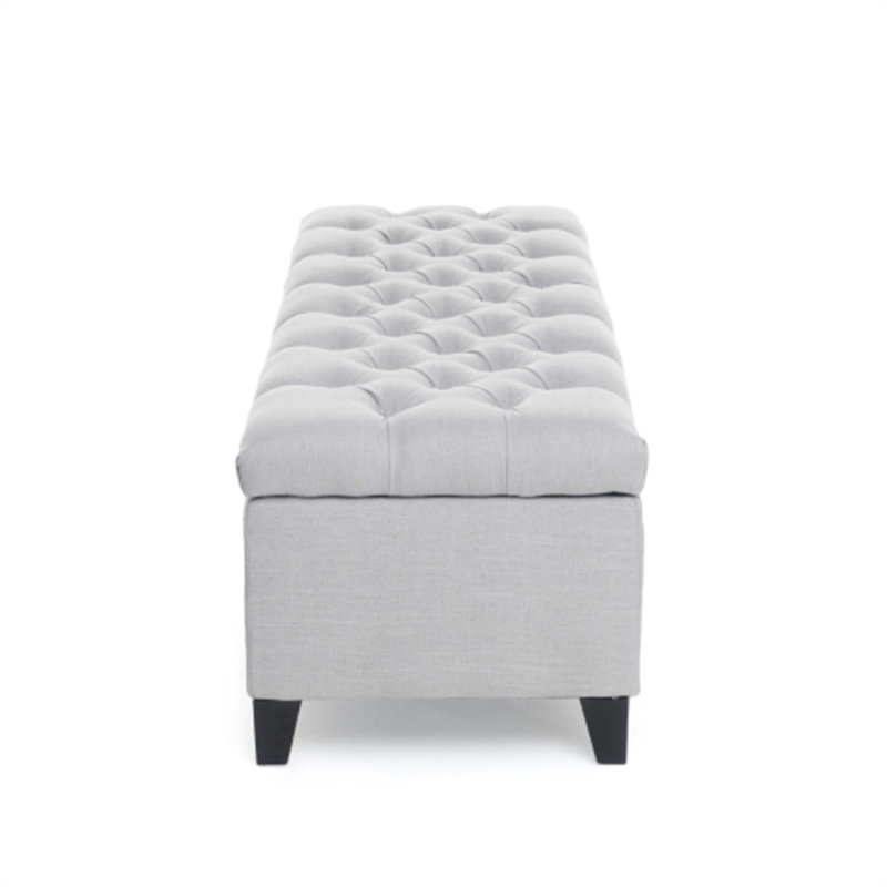 Contemporary Tufted Storage Ottoman With Diamond Stitching,  For Extra Seating And Organized Living Spaces., Light Gray