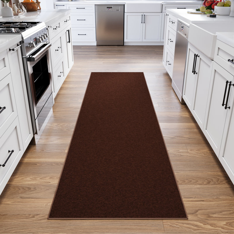 Ottohome Brown Runner Rug, Runner 2'7" x 9'10", Brown