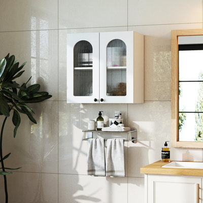Armoire murale en verre arquée pour salle de bain - Rangement polyvalent, finition, poids de 37,99 lb