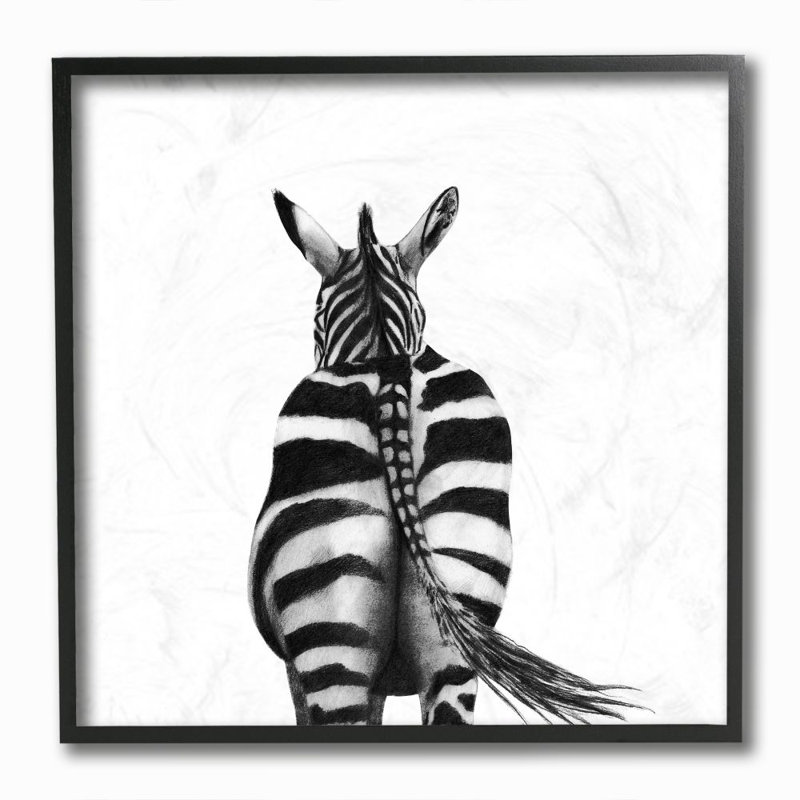 Dessin de zèbre bout à bout noir et blanc par Victoria Borges - impression d'art graphique, H 12 po x l 12 po x P 1,5 po
