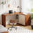  L-Shaped Computer Desk, Metal Base Office Desk With Cabinet