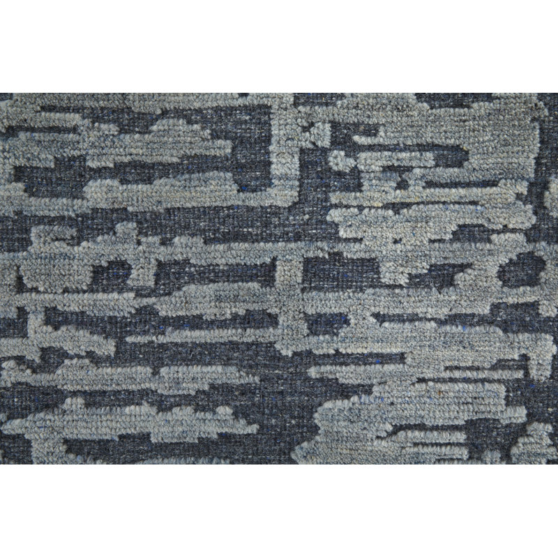 Berwyn Modern Abstract, Blue/Silver/Gray Area Rug, Rectangle 5'6" x 8'6"
