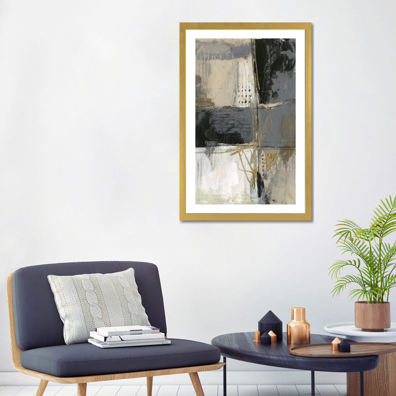 « Neutral divisions II » par Jennifer Goldberger, reproduction d’art, H 32 po x l 24 po x P 1 po, Papier encadré doré