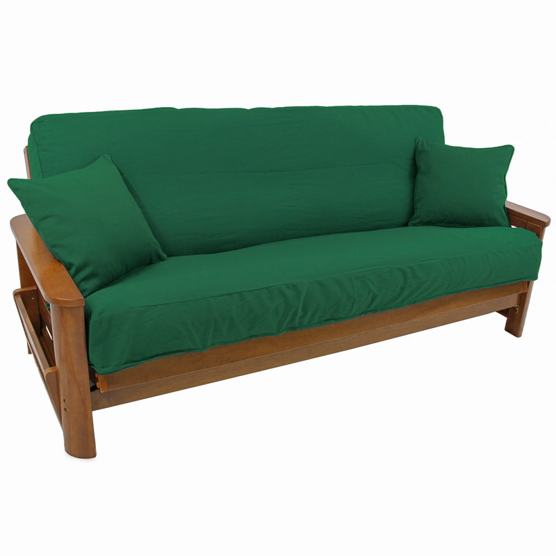 Housse pour futon à coussins carrés/rectangulaires, Velours vert forêt