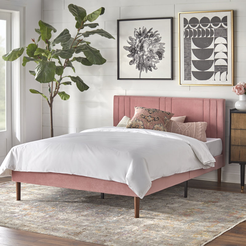 Fenoglio Upholstered Panel Bed, Pink