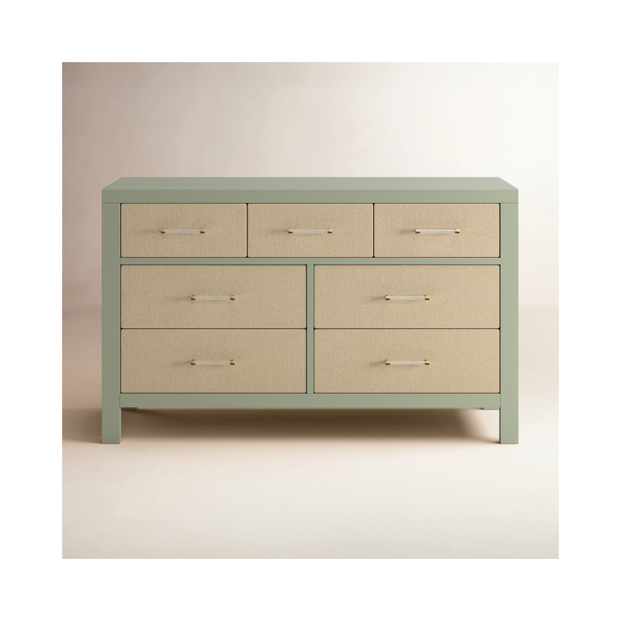 Eloise 7-Drawer Assembled Dresser, French Sage/Performance Sand Eco-Weave