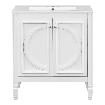 60" Bathroom Vanity With Double Sink Combo Set, Ceramic Sink, Soft Close Doors With Shelf, Storage Drawer, White