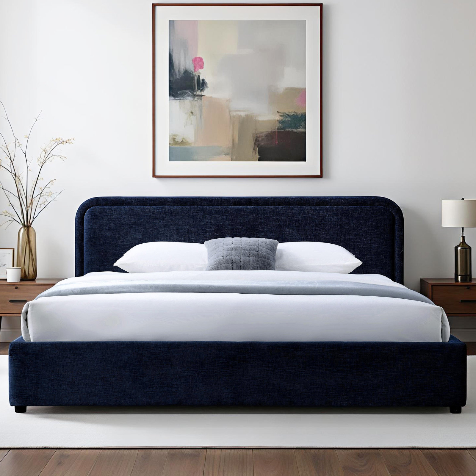Baneza Platform Bed, King, Blue