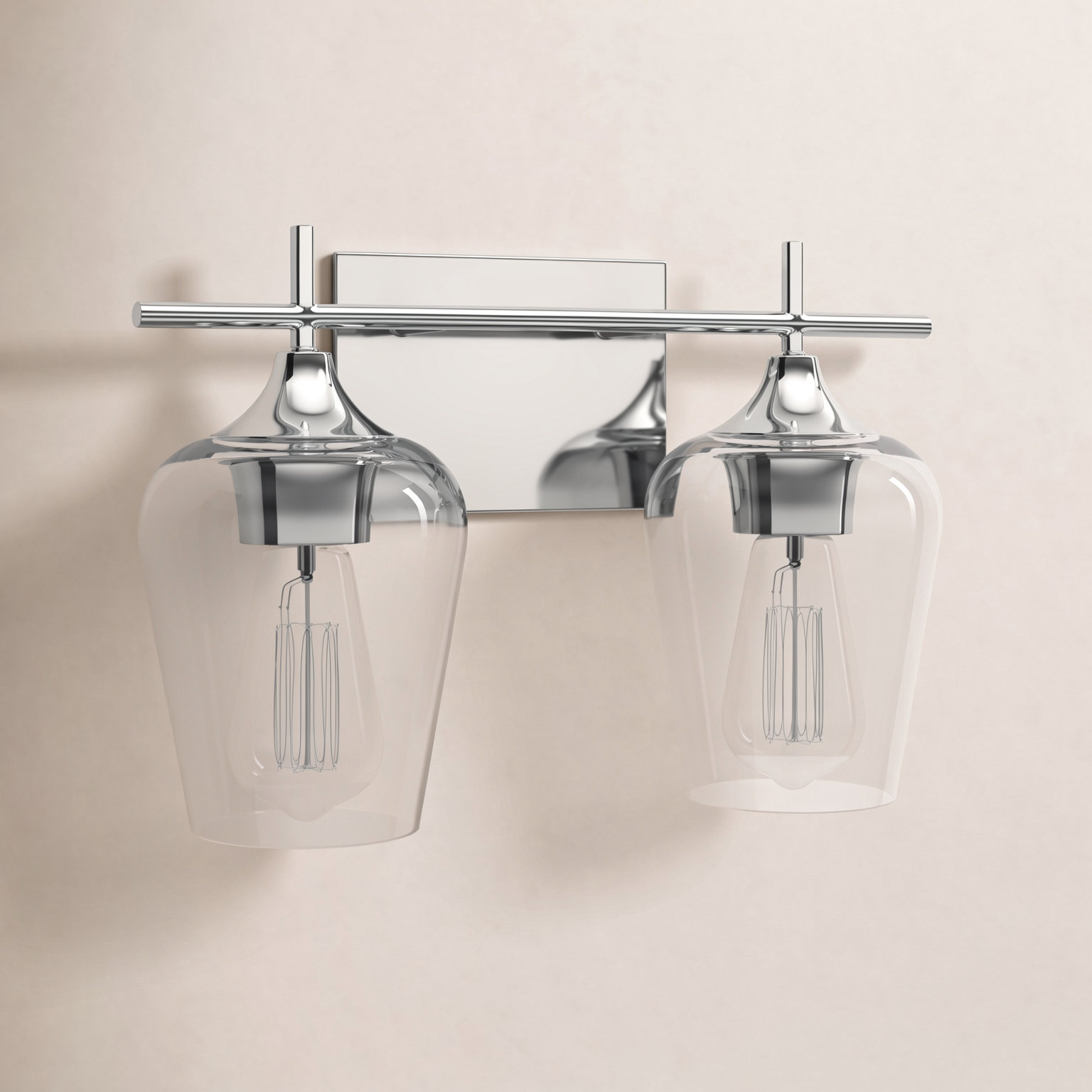 Breena Dimmable Vanity Light, Clear, Polished Chrome