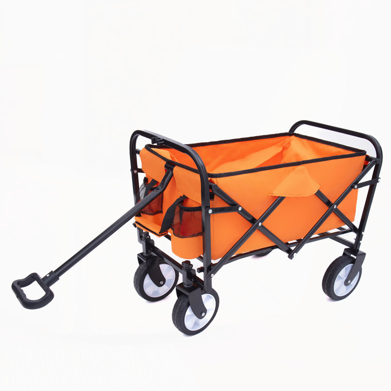 Chariot pliable pliable avec roulettes, Orange