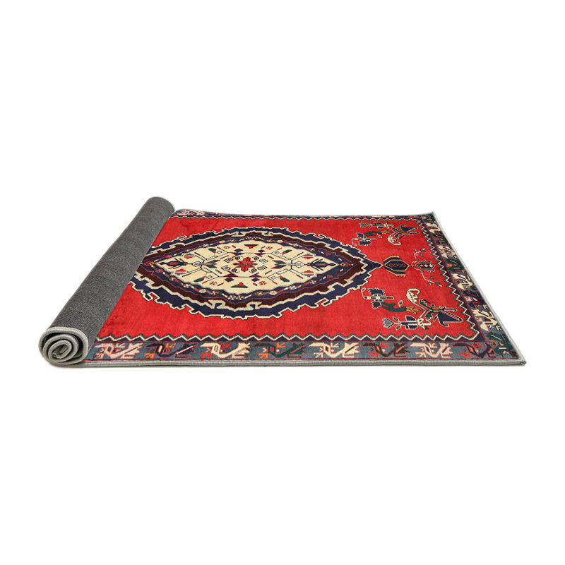 Tapis traditionnel rouge / beige, Rond 4 pi