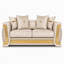 Ensemble de salon 2 pièces Priscilla beige avec garniture dorée, canapé et causeuse, siège rembourré moelleux et coussins décoratifs-2017673208-2017673209