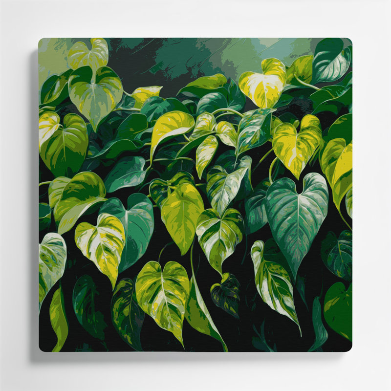 «Botanical Pothos», art mural en métal vert, H 96 po x l 96 po x P 0,05 po