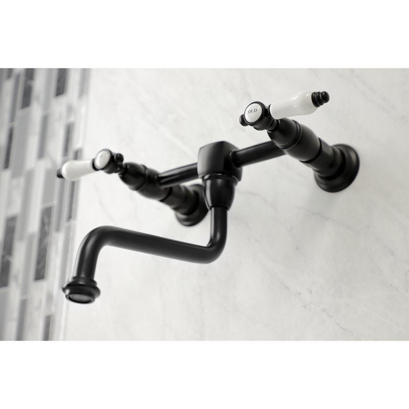 Kingston Brass Bel-Air Two-Handle 2-Hole Wall Mount Bathroom Faucet, Matte Black