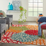 Miraloma Floral Green/Red/Orange Indoor / Outdoor Area Rug