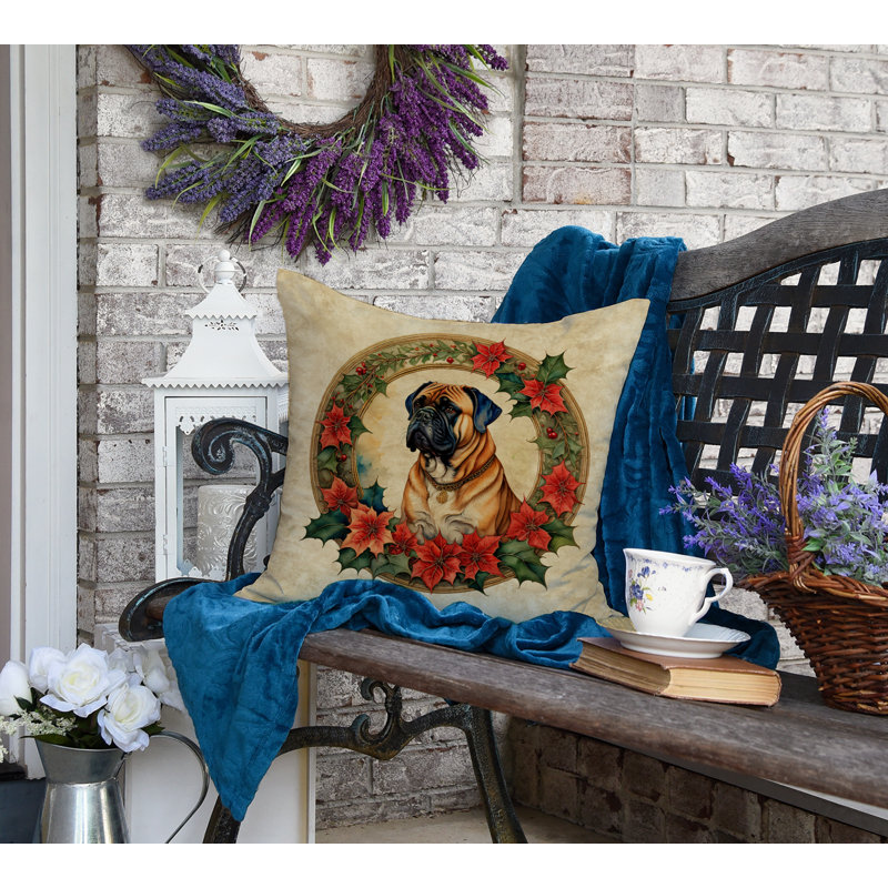 Coussin Christmas, Carré, 18 po x 18 po, Bullmastiff