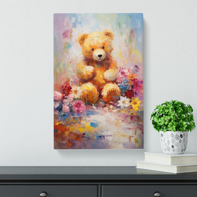 Teddy Bear Impressionism - Wrapped Canvas