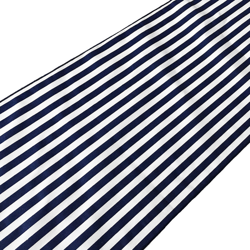 Chemin de table demi-pouce à rayures, Blanc / bleu marine, 108 po x 12 po
