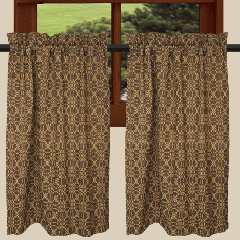 Khadijah Cotton Room Darkening Curtain Pair, Black/Tan