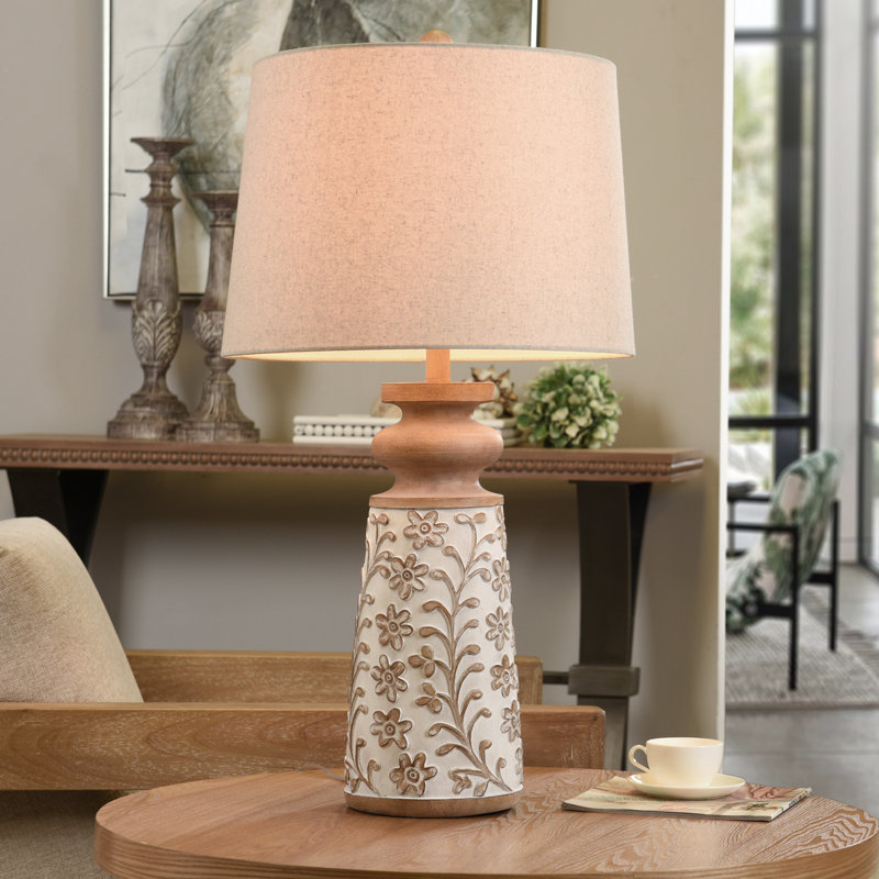 Daltry - Traditional Table Lamp - Old Floral - Oatmeal Shade