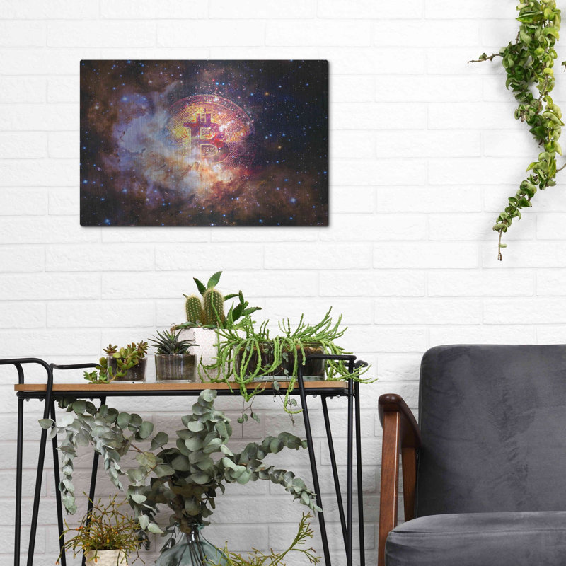 «Bitcoin Nebula», art mural en métal, H 12 po x l 16 po