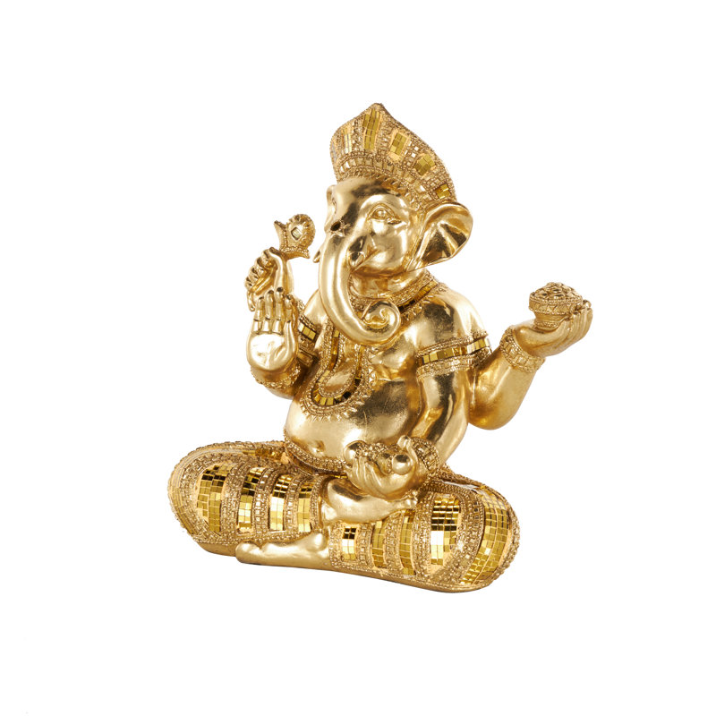 Sculpture Cole et Grey Ganesh en résine avec détails en mosaïque