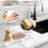 Kitchen Soap Dispenser Set: 17oz Glass Dish And Hand Soap Dispenser With Stainless Steel Pump, Instant Dry Tray, Dish Brush & Sponge, Refillable Countertop Sink Decor For Kitchen & Bath, White-Gold-129417846