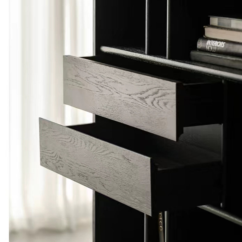 Bibliothèque de luxe de style nordique à lumière simple, Noir, noir, noir, noir