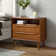 Aviannah Midcentury Modern 2 - Drawer Nightstand with Built-In Charging Station and Rubber Wood Legs and Open Shelf