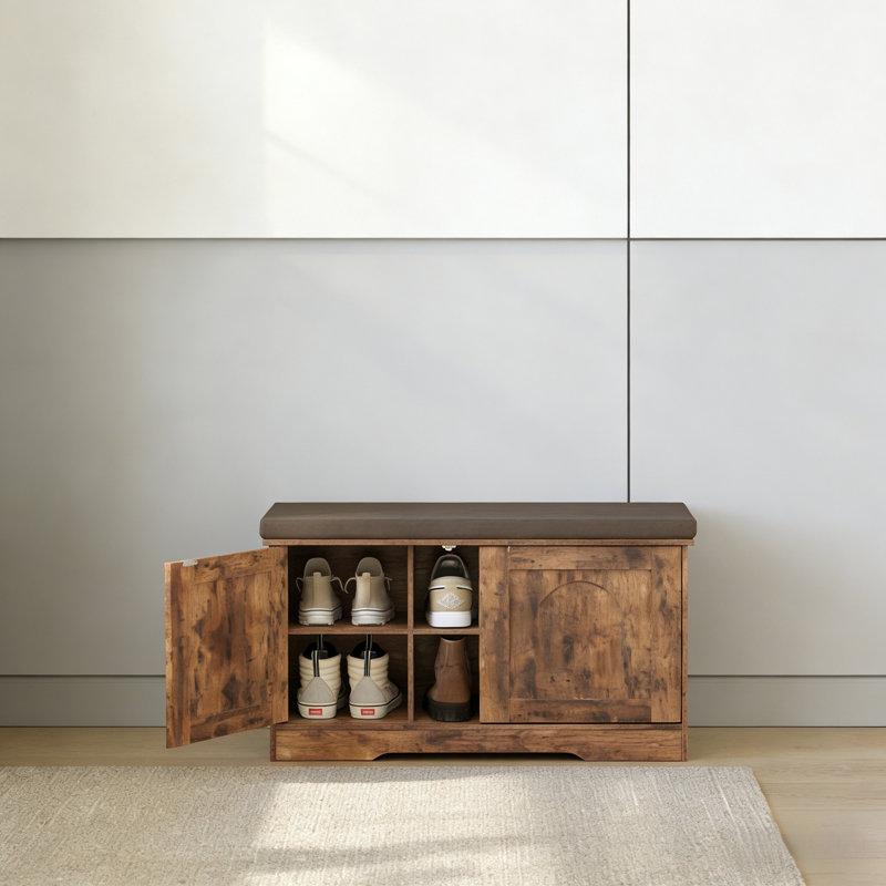 Banc de rangement pour hall d'entrée avec range-chaussures, Brun