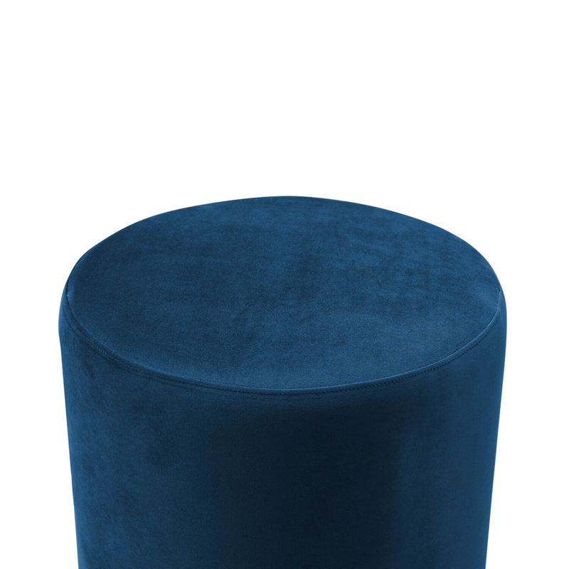 Repose-pieds rond 16 po Fresno, Velours gris anthracite, Doré