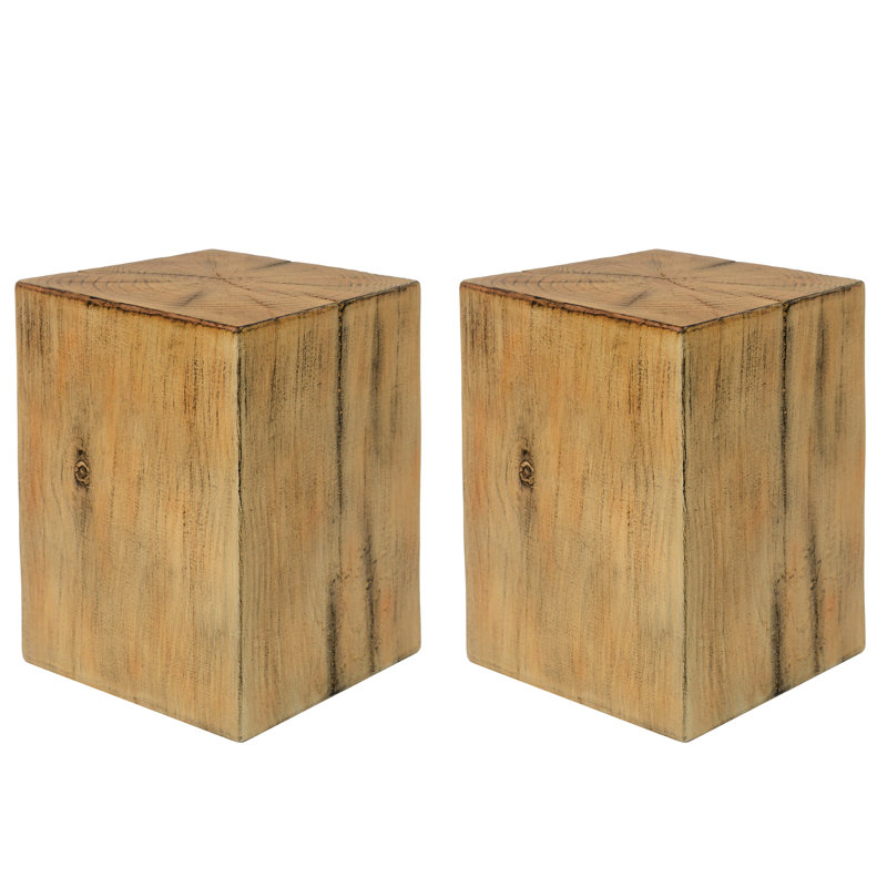 Table de bout de 18 po de hauteur, de couleur naturelle et d'aspect bois, pouvant être utilisée à l'intérieur ou à l'extérieur, pouvant être mélangée à différentes hauteurs décoratives