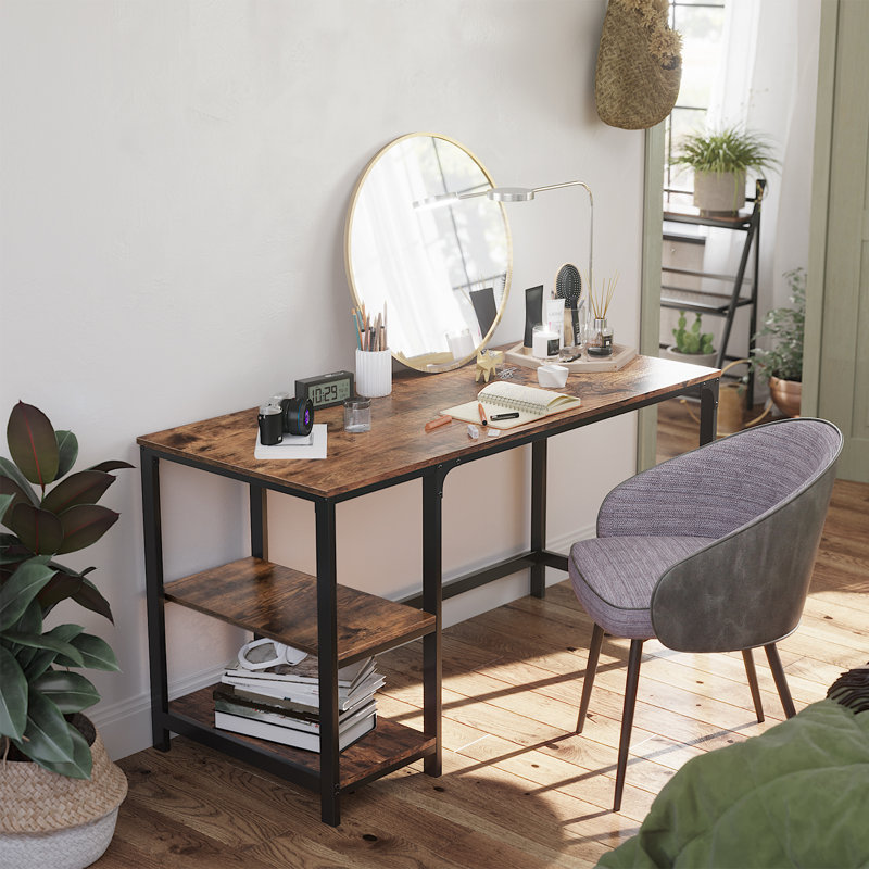 Vaillancourt Writing Desk, Rustic Brown, 75cm H x 120cm W x 60cm D, Black