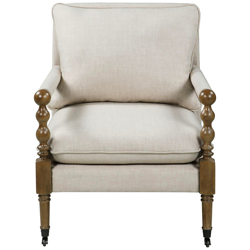 Chaise traditionnelle en bois beige avec teinture de chêne foncé