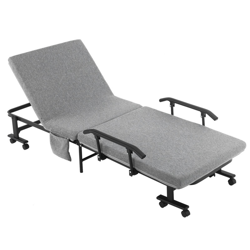 Lit pliant en acier 13 po Natisha, Gris clair