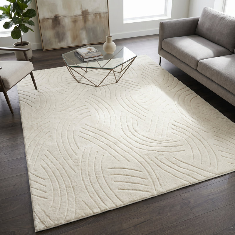 Tapis crème Salamone , Rectangulaire 8 pi x 10 pi