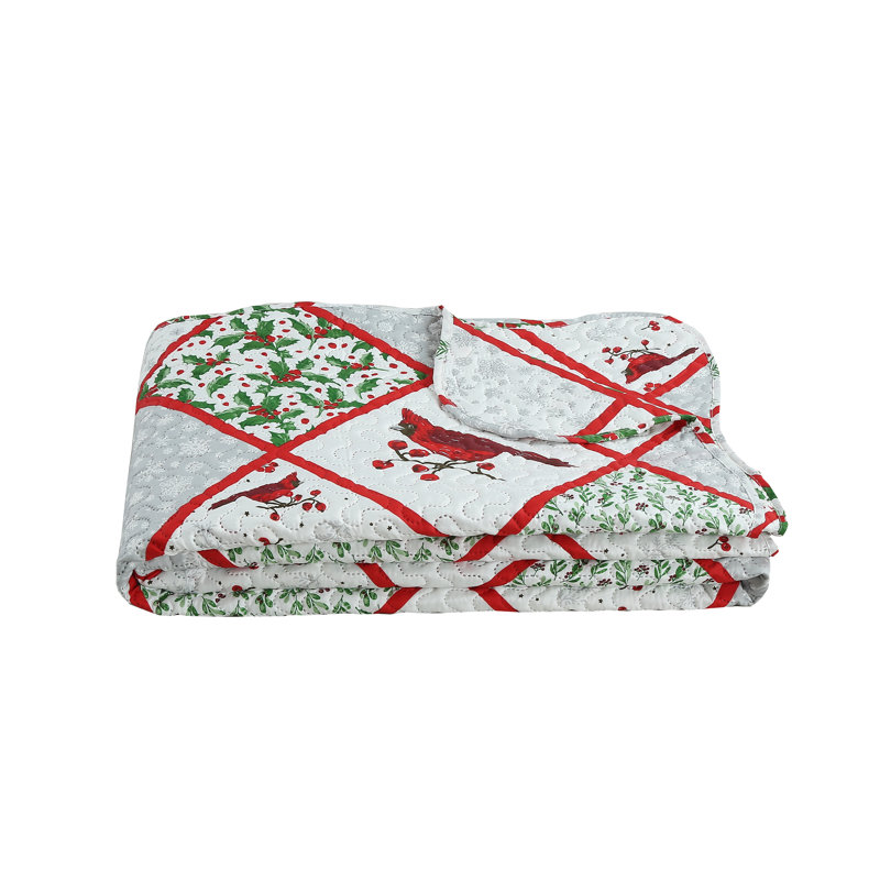King Size Red and White Microfiber Reversible Quilt Set