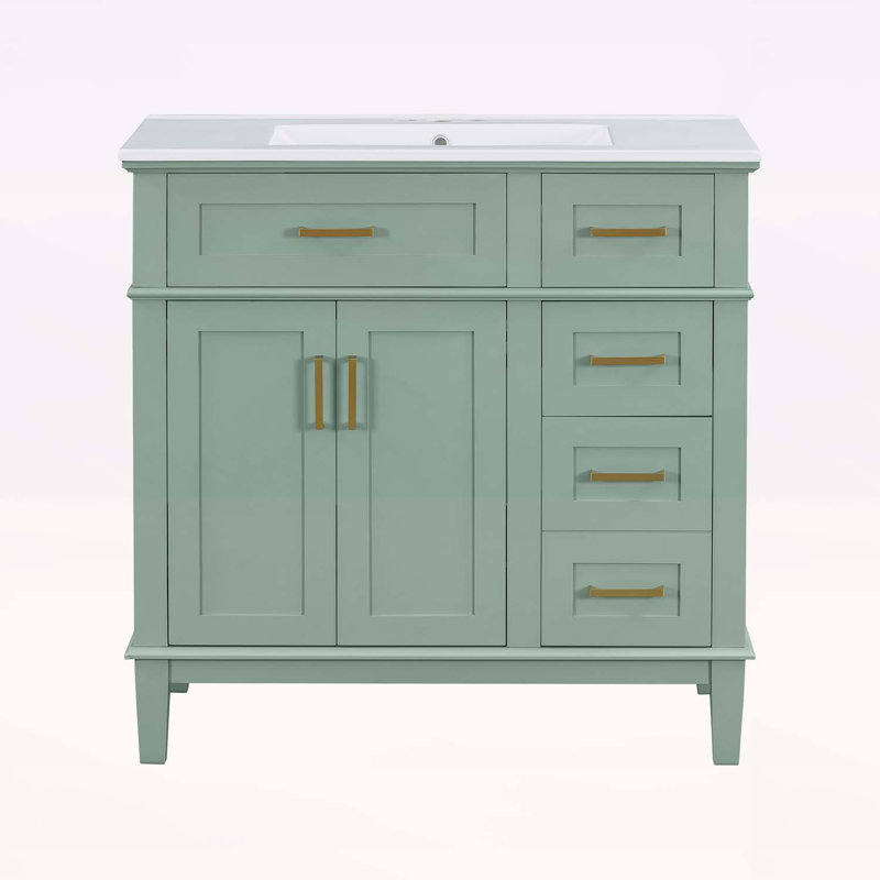 Élégant meuble-lavabo avec des fonctionnalités avancées pour un rangement et une fonctionnalité optimaux, Vert