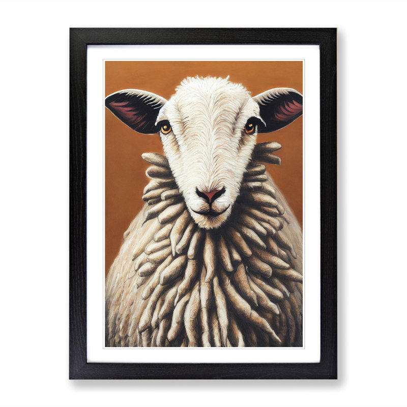 Sheep Vol.2 - Single Picture Frame Painting, Black, 64cm H x 46cm W x 2cm D